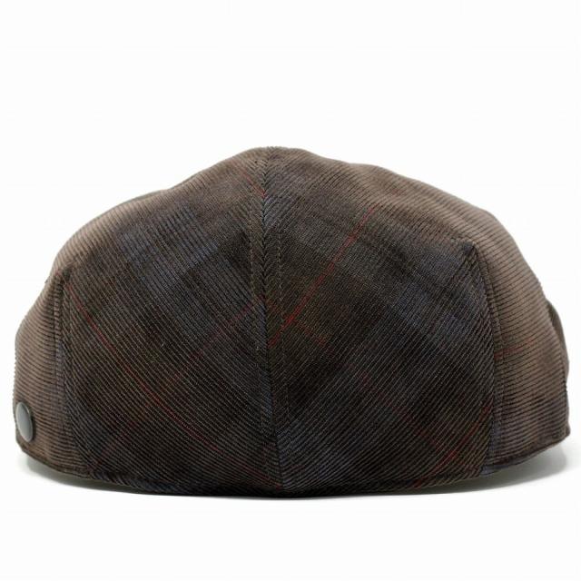 ステットソン 帽子 ハンチング コーデュロイ ダークチェック ドゥカ・ヴィスコンティ イタリア生地 STETSON DUCA VISCONTI DI MODRONE ロイヤルステットソン アメリカ ブランド コール天 ハンチング帽 ブラウン ( クリスマス ギフト包装 ラッピング 無料 )_3