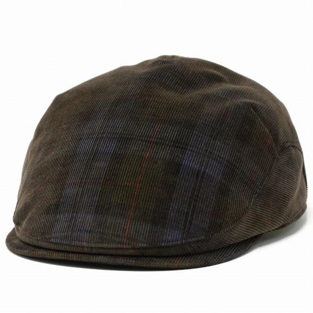 ステットソン 帽子 ハンチング コーデュロイ ダークチェック ドゥカ・ヴィスコンティ イタリア生地 STETSON DUCA VISCONTI DI MODRONE ロイヤルステットソン アメリカ ブランド コール天 ハンチング帽 ブラウン ( クリスマス ギフト包装 ラッピング 無料 )_7