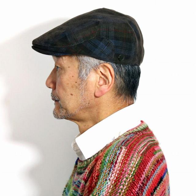 ステットソン 帽子 ハンチング コーデュロイ ダークチェック ドゥカ・ヴィスコンティ イタリア生地 STETSON DUCA VISCONTI DI MODRONE ロイヤルステットソン アメリカ ブランド コール天 ハンチング帽 ブラウン ( クリスマス ギフト包装 ラッピング 無料 )_9