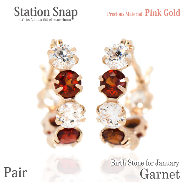 k10ガーネットキュービックピアス