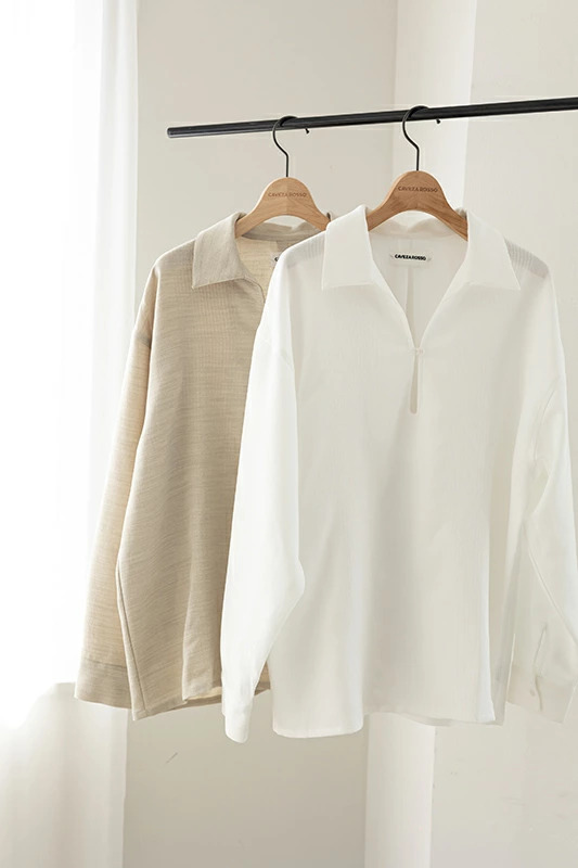 即納】CAVEZA ROSSO カベサロッソ フロントステッチリネンライクシャツ