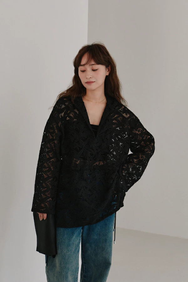 即納】Hella ヘラ flower lace hoodie フラワーレースフーディ h253-13