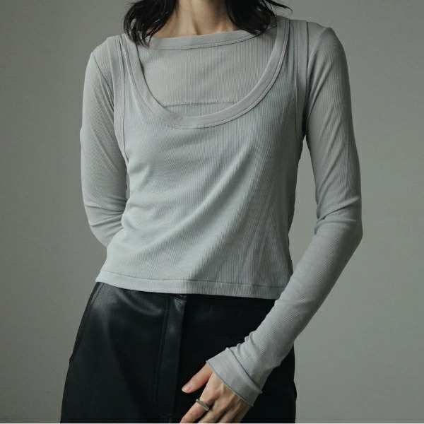 【即納】anuke アンヌーク anuke　Layered Rib Tops レイヤードリブトップス 62420611 船曳ひろみ【2024】【AW】【2024秋冬】【2024AW】