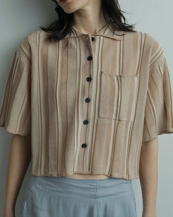 即納】anuke アンヌーク anuke Stripe Knit Shirts ストライプニット