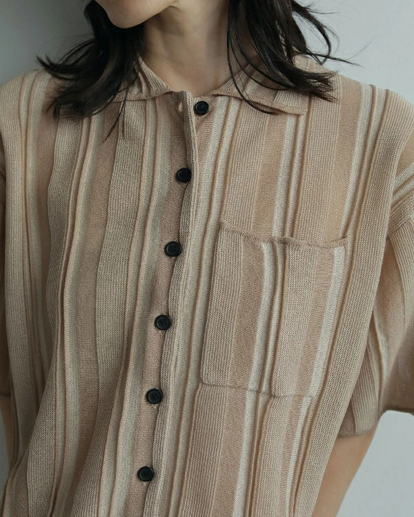 即納】anuke アンヌーク anuke Stripe Knit Shirts ストライプニット