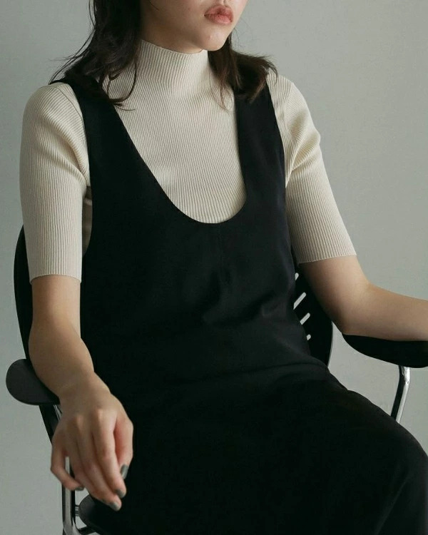 即納】anuke アンヌーク anuke Halfsleeve Rib Knit ハーフ