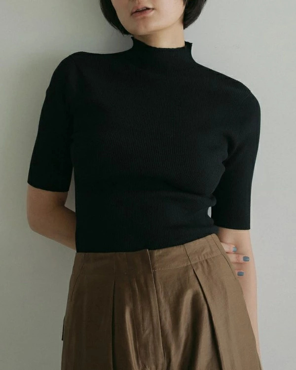 即納】anuke アンヌーク anuke Halfsleeve Rib Knit ハーフ