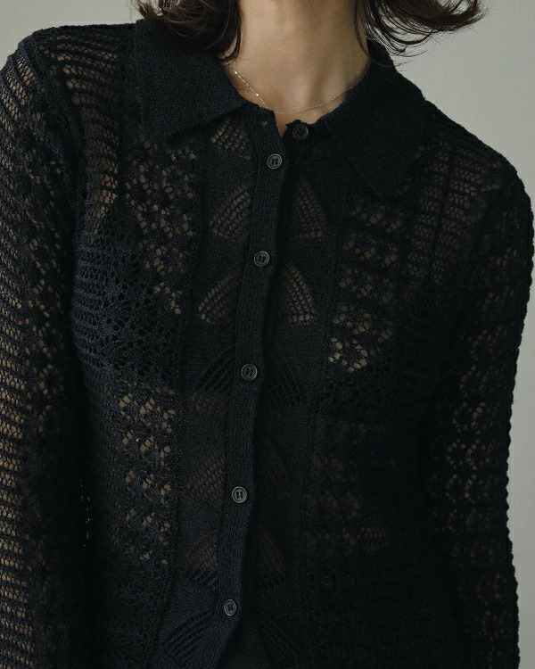 即納】anuke アンヌーク anuke Mix Knit Shirts ミックスニットシャツ