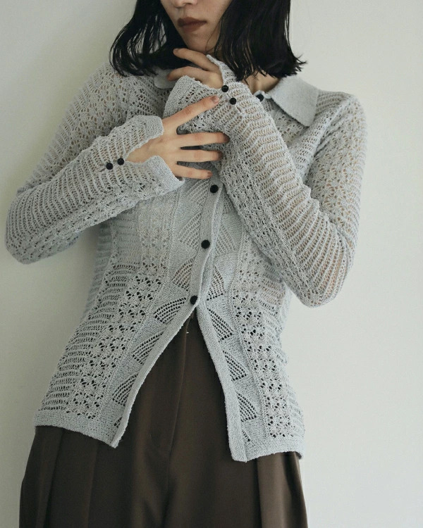 即納】anuke アンヌーク anuke Mix Knit Shirts ミックスニットシャツ