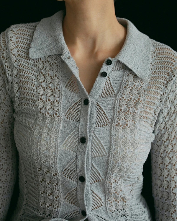 即納】anuke アンヌーク anuke Mix Knit Shirts ミックスニットシャツ