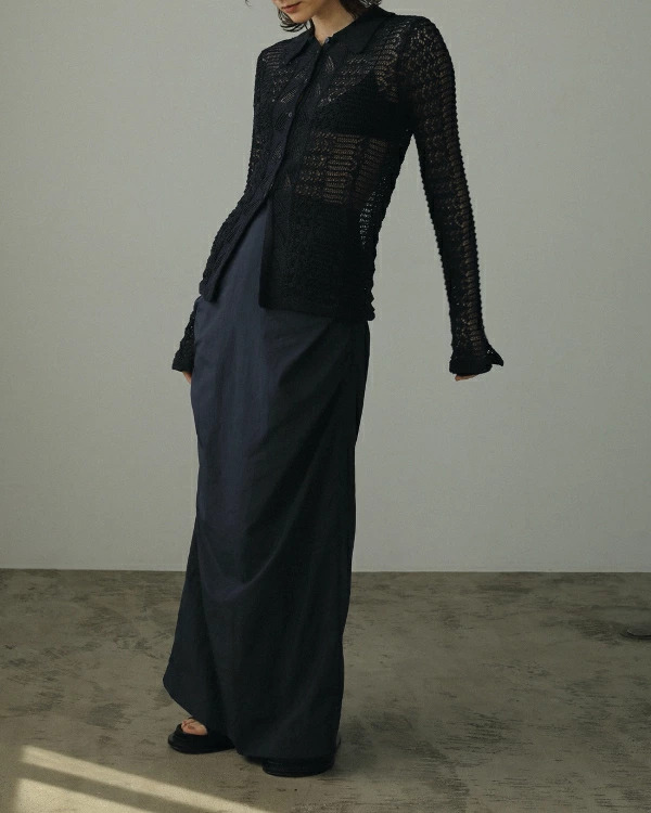 即納】anuke アンヌーク anuke Mix Knit Shirts ミックスニットシャツ