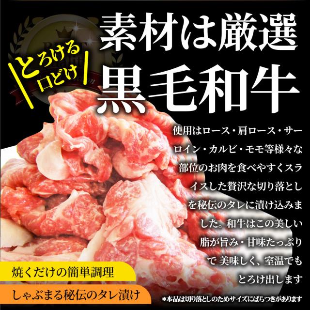 黒毛和牛 切り落とし 牛肉 焼肉 霜降り2.5kg（250g×10）和牛 肉 ギフト プレゼント 食品 お祝い  タレ漬け 送料無料 贈り物 贈答 祝い プレゼント お肉の しゃぶまる_4