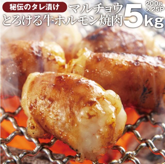 牛タレ漬けホルモン（マルチョウ） 5kg（200g×25袋） 焼肉用 焼くだけ バーベキュー BBQ  肉 タレ 秘伝 焼肉 やきにく アウトドア お家焼肉 レジャー 冷凍 送料無料 キャンプ キャンプ飯 ＊当日発送対象 お肉の しゃぶまる agesugi_sguの通販は