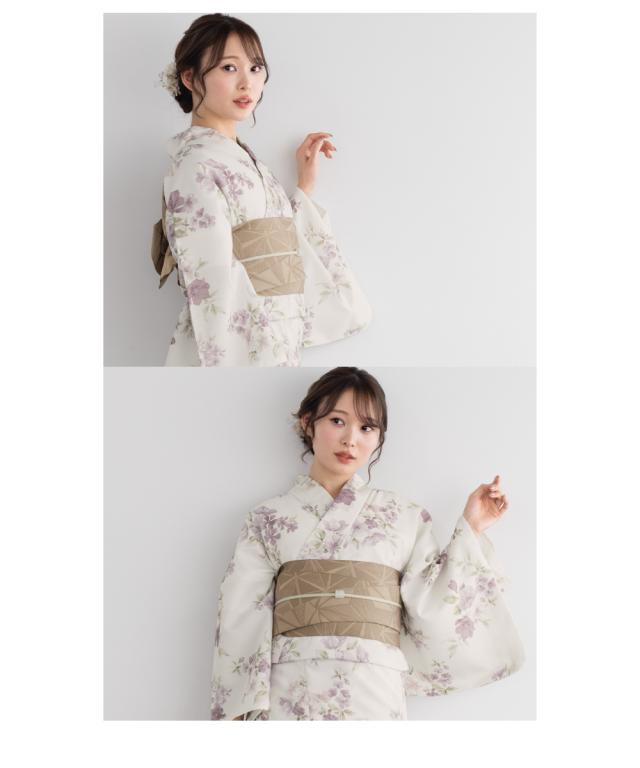 浴衣 セット レディース 浴衣セット 半幅帯 2024新作 大人 3点セット 白 紫 ベージュ 紫陽花 花 白 帯 夏 Sサイズ フリーサイズ 送料無料 浴衣 セット レディース 浴衣セット 半幅帯 2024新作 大人 3点セット