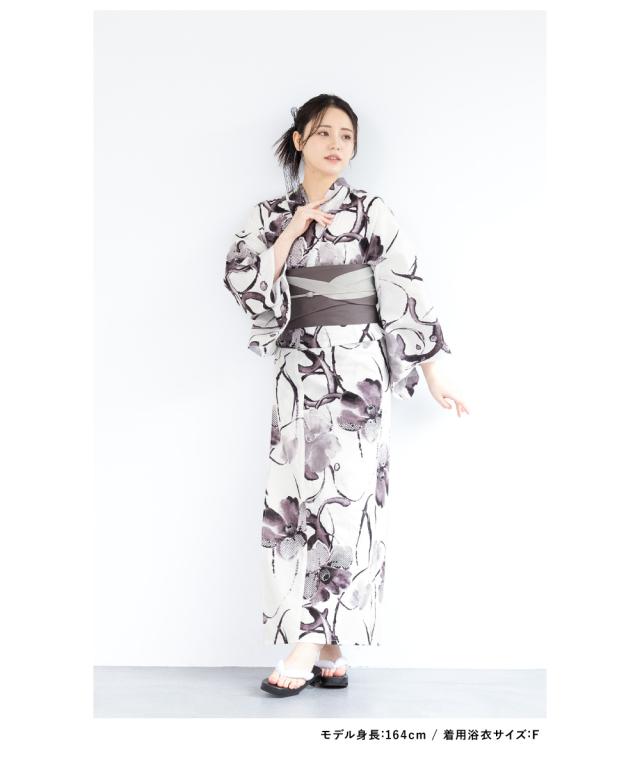 浴衣 セット レディース 浴衣セット 半幅帯 2024新作 大人 3点セット 紫 グレー 花 綿 帯 夏 フリーサイズ 送料無料 浴衣 セット レディース 浴衣セット 半幅帯 2024新作 大人 3点セット