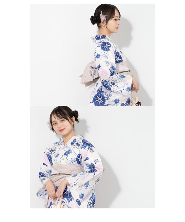 浴衣 セット レディース 浴衣セット 兵児帯 2024 大人 3点セット モダン 白 青 ベージュ 花 綿 ポリエステル フリーサイズ 送料無料 浴衣 セット レディース 浴衣セット 兵児帯 2024 大人 3点セット