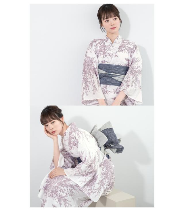 浴衣 セット レディース 浴衣セット 兵児帯 2024 大人 3点セット モダン 白 グレー 紫 ネイビー 花 ポリエステル SOUBIENオリジナル 吸水速乾 CoolPass Sサイズ フリーサイズ 送料無料 浴衣 セット レディース 浴衣セット 兵児帯 2024 大人 3点セット