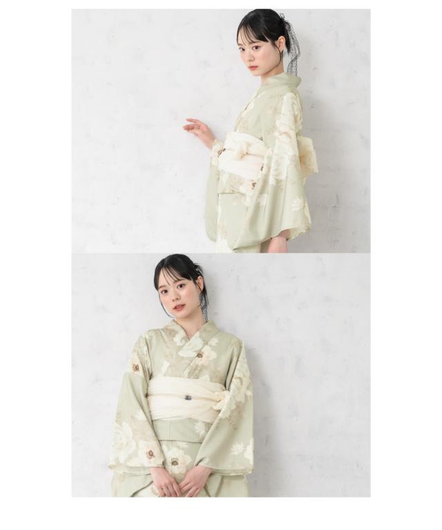 浴衣 セット レディース 浴衣セット 兵児帯 2024 大人 3点セット 緑 白 バラ 薔薇 花 帯 フリーサイズ 送料無料 浴衣 セット レディース 浴衣セット 兵児帯 2024 大人 3点セット 緑 白