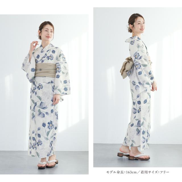 浴衣 セット レディース 浴衣セット 兵児帯 2025 floro 簡単 涼しい 白