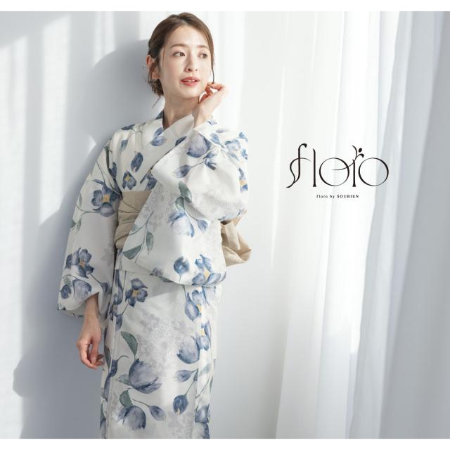 浴衣 セット レディース 浴衣セット 兵児帯 2025 floro 簡単 涼しい 白