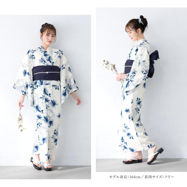 浴衣 セット レディース 浴衣セット 兵児帯 2025 floro 簡単 涼しい 白