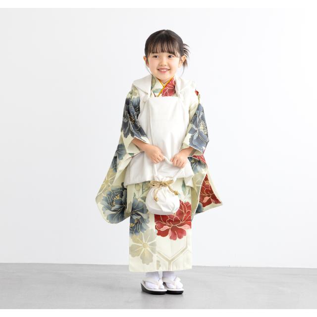 七五三 3歳女の子 レース白被布着物長襦袢草履バッグセット