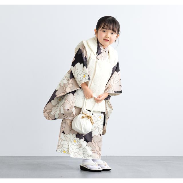 七五三に★レトロ可愛い3歳着物セット　5歳 京都瑠璃雛菊 七五三 着物 3歳 販売 三歳 女の子 「 心梅(こうめ