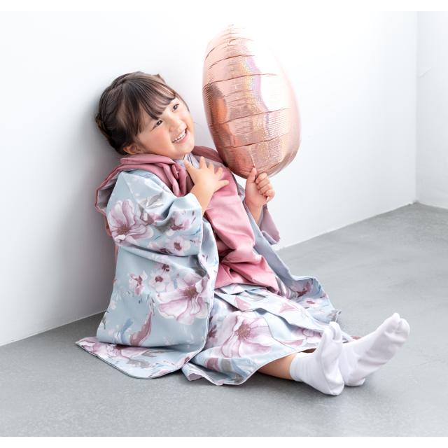 七五三 着物 3歳 レトロ 被布 販売 女の子 三歳 着物セット 被布コート 襦袢 草履 セット floro かわいい おしゃれ 水色 ピンク 花柄 和装 女児 子供 送料無料_3
