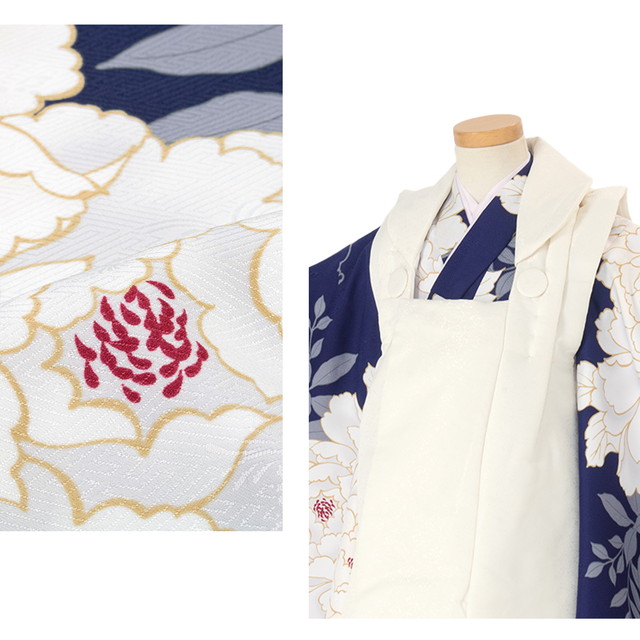 七五三 着物 3歳 販売 女の子 三歳 着物セット 被布セット 白 紺 牡丹