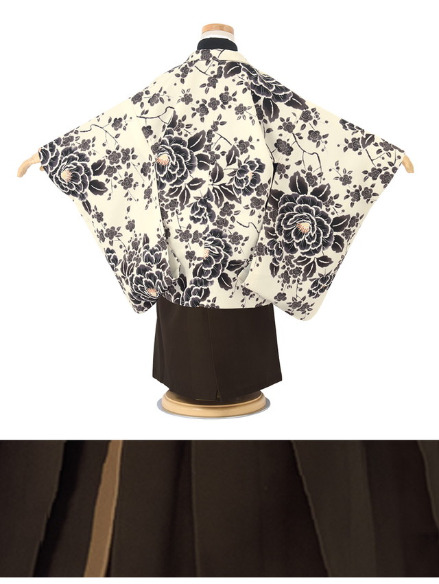 七五三 着物 3歳 販売 三歳 着物 男の子 袴 アイボリー系 黒系 茶系 牡丹 梅 レトロ モダン 和服 和装 子供 送料無料