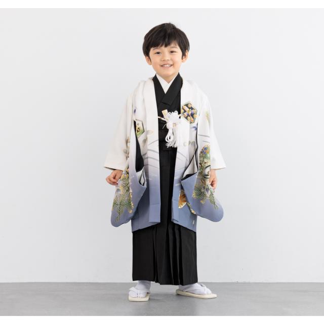 七五三 着物 袴 セット 10点 男の子 5歳 黒 縞 無地 七五三着物