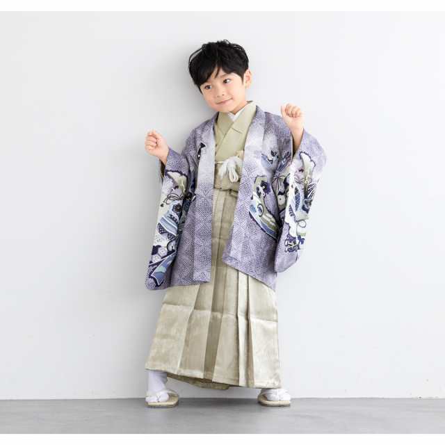 七五三着物一揃いセット　着物 羽織り 帯 袴 長襦袢 白雪駄 懐刀 扇子　男の子 SOUBIEN 七五三 着物 5歳 販売 五歳 袴セット 羽織 半襦袢 袴帯