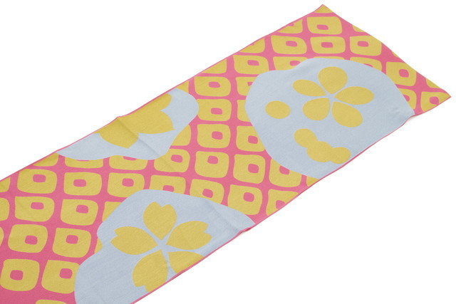 帯揚げ ピンク 灰色 グレー 黄土色 オークル 桜 さくら 花 鹿の子 霞