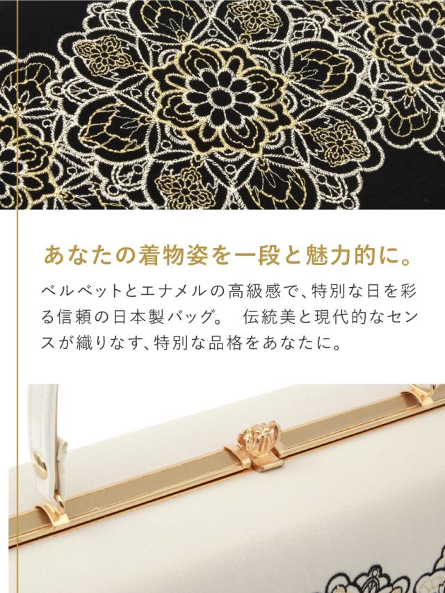 バッグ ハンドバッグ 単品 レディース 成人式 卒業式 振袖 袴姿 和装 白 黒 赤 ホワイト ブラック レッド レース 刺繍 スエード調 花柄 フォーマル 和装バッグ おしゃれ 日本製 送料無料_2