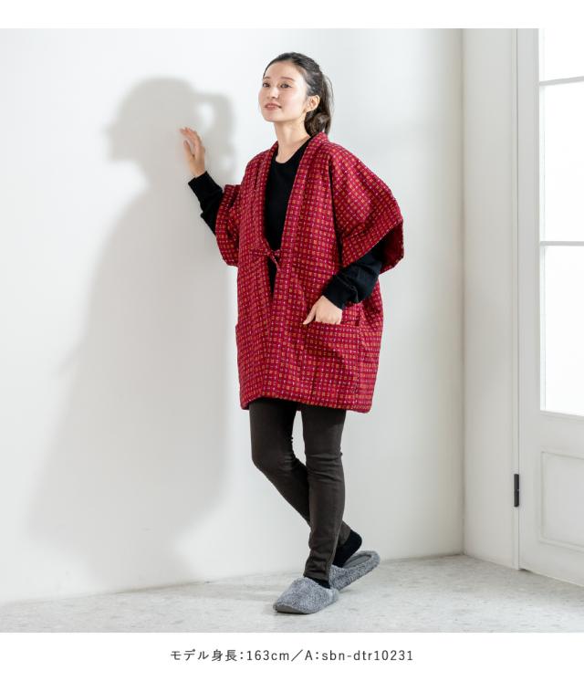 半纏 レディース 袖なし はんてん おしゃれ やっこ 奴 半袖 久留米織 袢纏 ちゃんちゃんこ 冬 防寒 あったか 綿入り 中わた ルームウェア 部屋着 赤 紺 ピンク 敬老の日 ギフト プレゼント 日本製 M L 送料無料