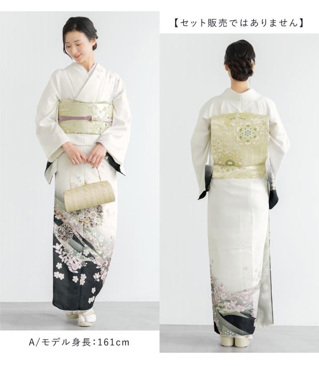 訪問着 単品 レディース 女性 和装 準礼装 お宮参り 入学式 卒業式 七五三 パーティー ホワイト ブラック 白 黒 和柄 花柄 レトロ モダン 販売 購入 フリーサイズ 送料無料_3
