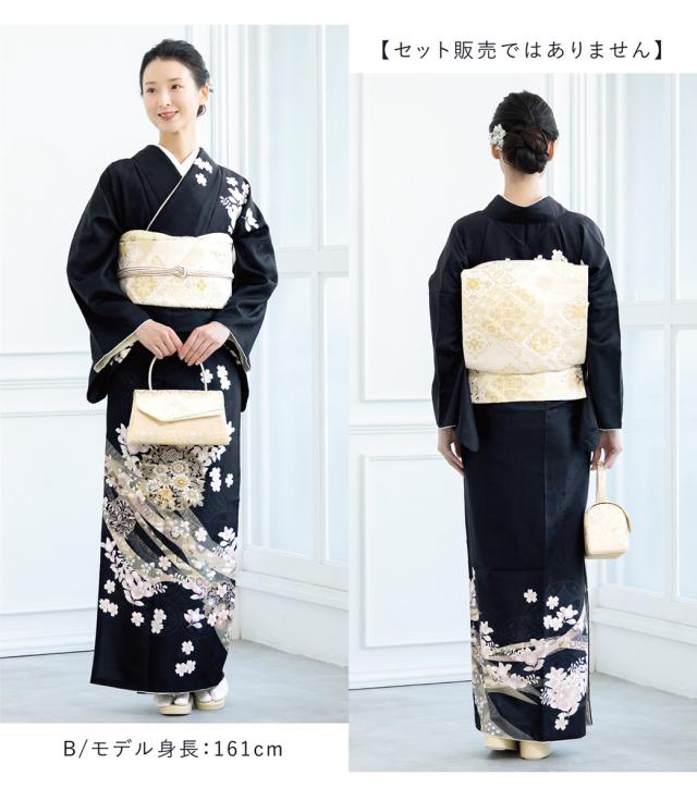 訪問着 単品 レディース 女性 和装 準礼装 お宮参り 入学式 卒業式 七五三 パーティー ホワイト ブラック 白 黒 和柄 花柄 レトロ モダン 販売 購入 フリーサイズ 送料無料_4