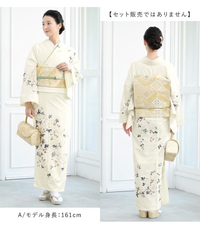 訪問着 単品 レディース 女性 和装 準礼装 お宮参り 入学式 卒業式 七五三 パーティー 洗える N-Silhouette ホワイト ピンク ネイビー グレー 白 黒 紺 和柄 桜 花柄 くすみカラー レトロ モダン 販売 購入 M L 送料無料_3