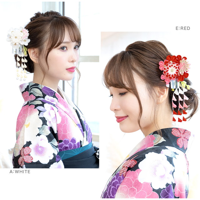 かんざし 簪 つまみ細工 卒業式 袴 髪飾り 成人式 振袖 菊 梅 和装 2点セット 送料無料_2
