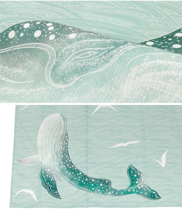 レディース浴衣 波 クジラ 鯨 絵羽柄 綿 珍しい 個性的 夏祭り 花火