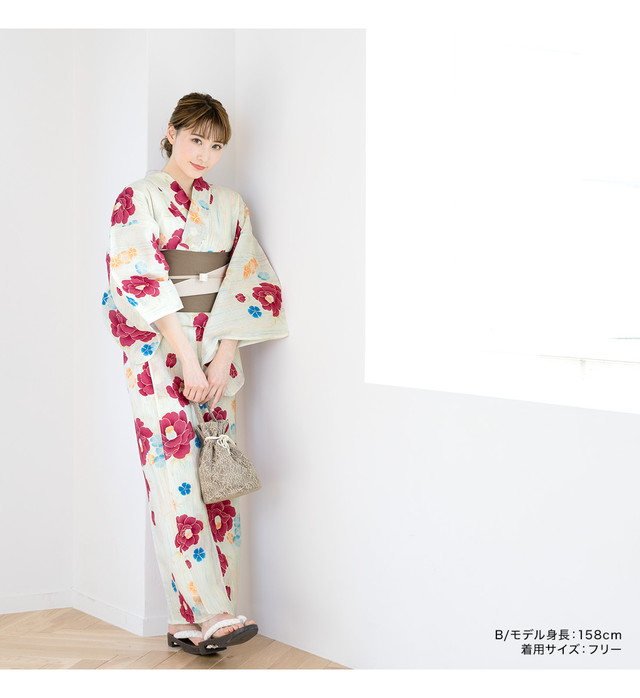 浴衣セット レディース 浴衣セット 半幅帯 大人 2点セット 白 紺 生成