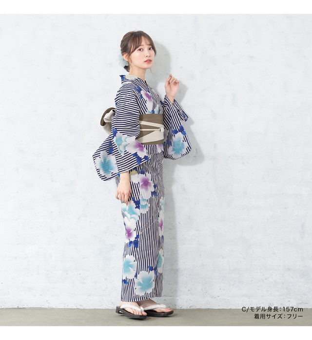 浴衣セット レディース 浴衣セット 半幅帯 大人 2点セット 白 紺 生成り 椿 牡丹 梅 菊 花 綿 帯 夏 S フリーサイズ 送料無料 浴衣セット レディース 浴衣セット 半幅帯 大人 2点セット 白 紺 生成