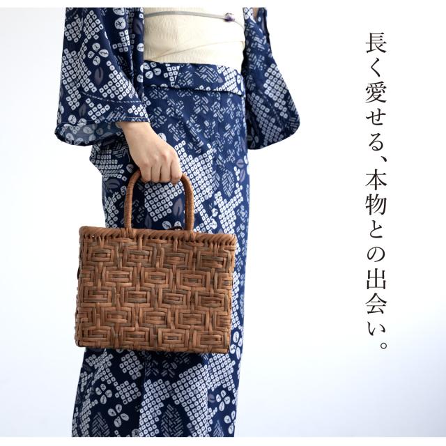 かごバッグ 巾着バッグ 単品 レディース ブラウン ベージュ 茶色 夏 着物 浴衣 単衣 山葡萄 手編み 三つ編 おしゃれ カジュアル 籠バッグ 送料無料_1
