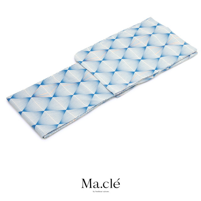 浴衣 レディース bonheur saisons ボヌールセゾン 青 ブルー 白 幾何学模様 菱 綿 アートモダン 変わり織り ボヌールセゾン 夏祭り 花火大会 女性用 仕立て上がり 【S・フリー】【送料無料】