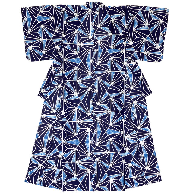 浴衣 レディース bonheur saisons ボヌールセゾン 紺 ネイビー 青 ブルー 麻の葉 モザイク 綿 紅梅 夏祭り 花火大会 女性用 仕立て上がりの通販は