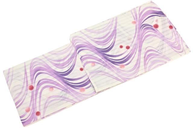 浴衣 レディース 女性用 白 アイボリー 紫 パープル 流水文 ラメ 花火大会 夏祭り bonheur saisons（ボヌールセゾン） classic 綿【フリーサイズ】