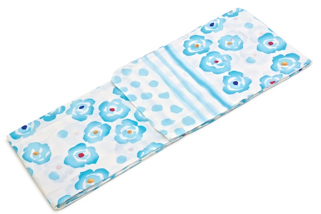 浴衣 レディース 女性用 花火大会 夏祭り bonheur saisons（ボヌールセゾン） Jouer ete couleur art modern 白 ホワイト 水色 ブルー 花 ドット 綿【フリーサイズ】の通販は 8,800円