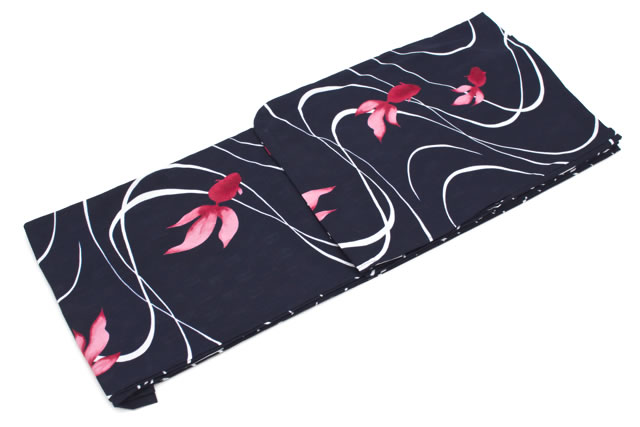 浴衣 レディース bonheur saisons ボヌールセゾン 濃紺 ダークネイビー 金魚 流水紋 綿 洗える 夏祭り 花火大会 女性用 仕立て上がり【S・フリー】