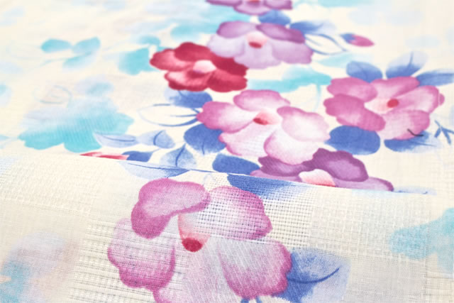 浴衣 レディース bonheur saisons ボヌールセゾン 白 アイボリー 水色