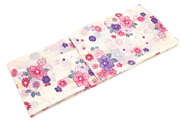 浴衣 レディース bonheur saisons ボヌールセゾン 白 アイボリー ピンク カラフル 花 レトロ柄 ラメ 綿 洗える 夏祭り 花火大会 女性用 仕立て上がりの通販は 8,316円